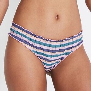 NWT Madewell Second Wave Ruffled Bikini Bottom in Plaid